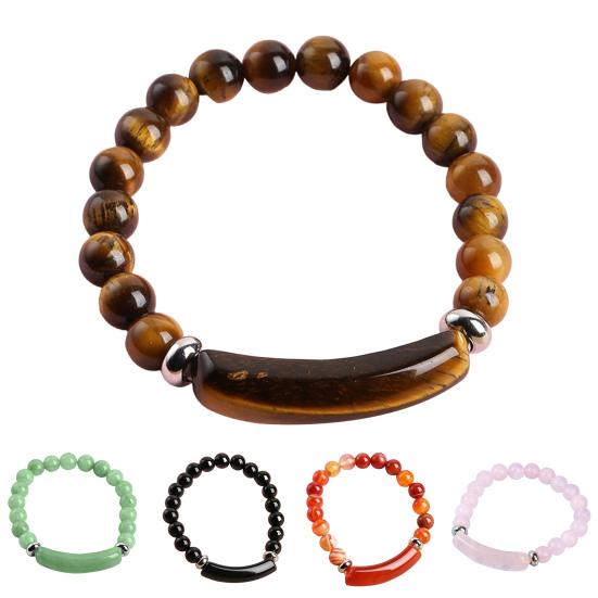 Women Bracelet 8mm Round Beads Natural Stones Elegant Pink Faux Crystal Bridge Ladies Bracelet Fashion Jewelry