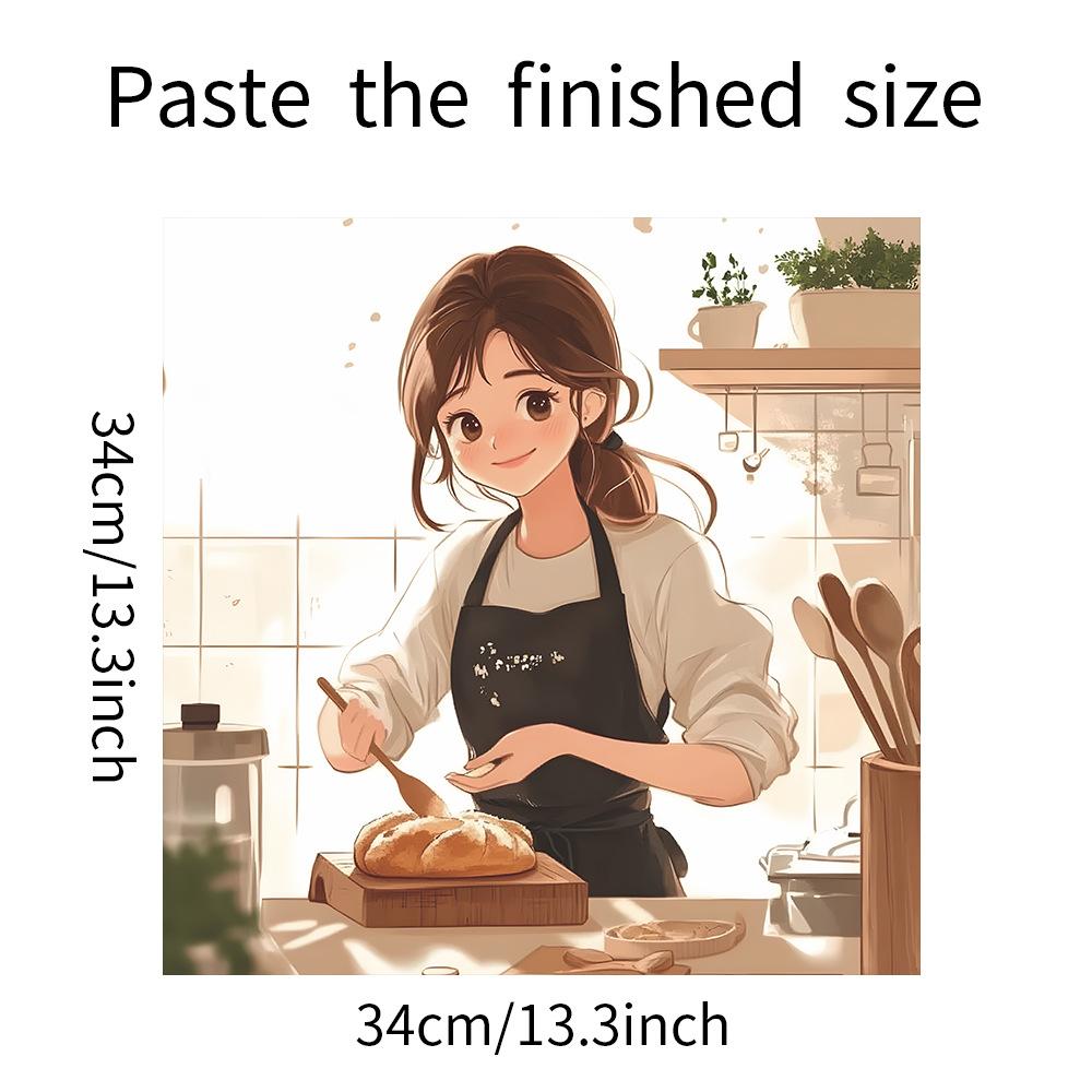 Baking Bread Girl Poster Kitchen Cabinets Stovetop Background Landscaping Decorative Wall Stickers