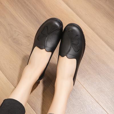 Damen Halbschuhe aus echtem Leder für Frühling und Herbst für Frauen mittleren Alters und ältere Frauen, bequeme weiche Sohle, Slipper