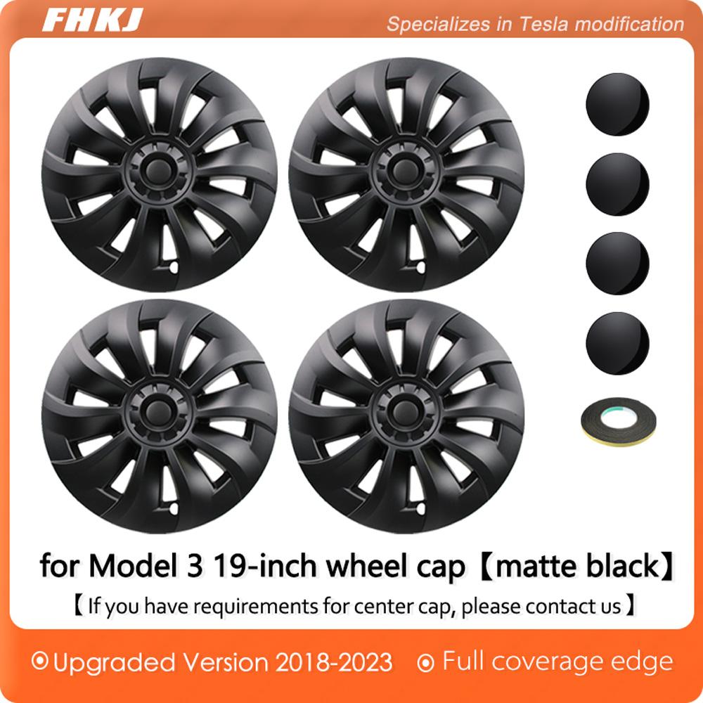 4PCS Hub Cap for Tesla Model 3 19-Inch Wheel Cap Performance Replacement Automobile Hubcap Full Rim Cover Accessories 2020-2023 19 inch матовый черный
