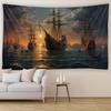 Mysterious Pirate Ship Tapestry - Fantasy Navigation Wall Hanging Wave Aesthetic Home/Dormitory Art Decor Background Cloth