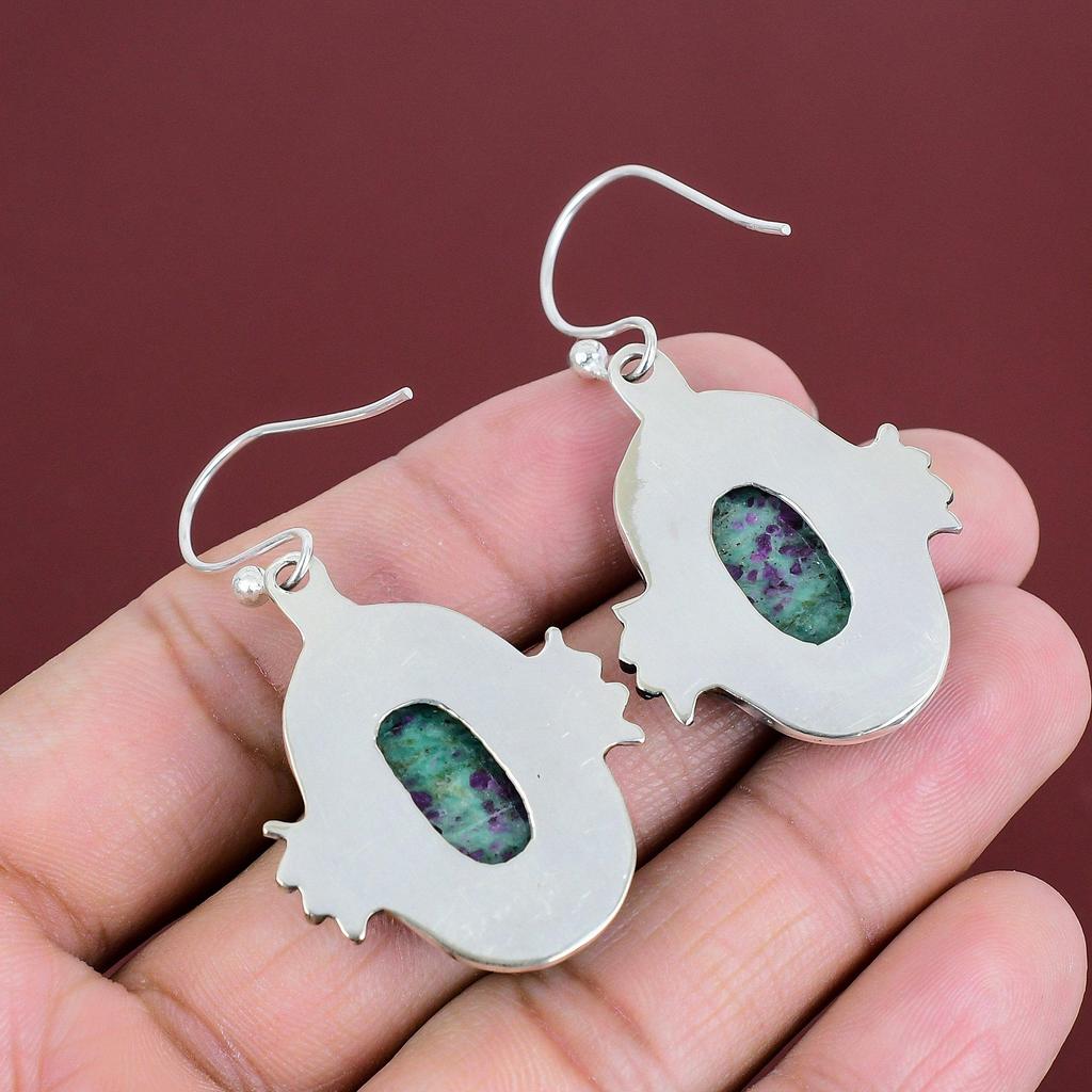 Rubin Fuchsit Ohrringe Echte Edelstein Ohrringe 925 Sterling Silber Ohrringe Eleganter Schmuck Handgefertigte Ohrringe Geschenke für Frauen Silberschmuck