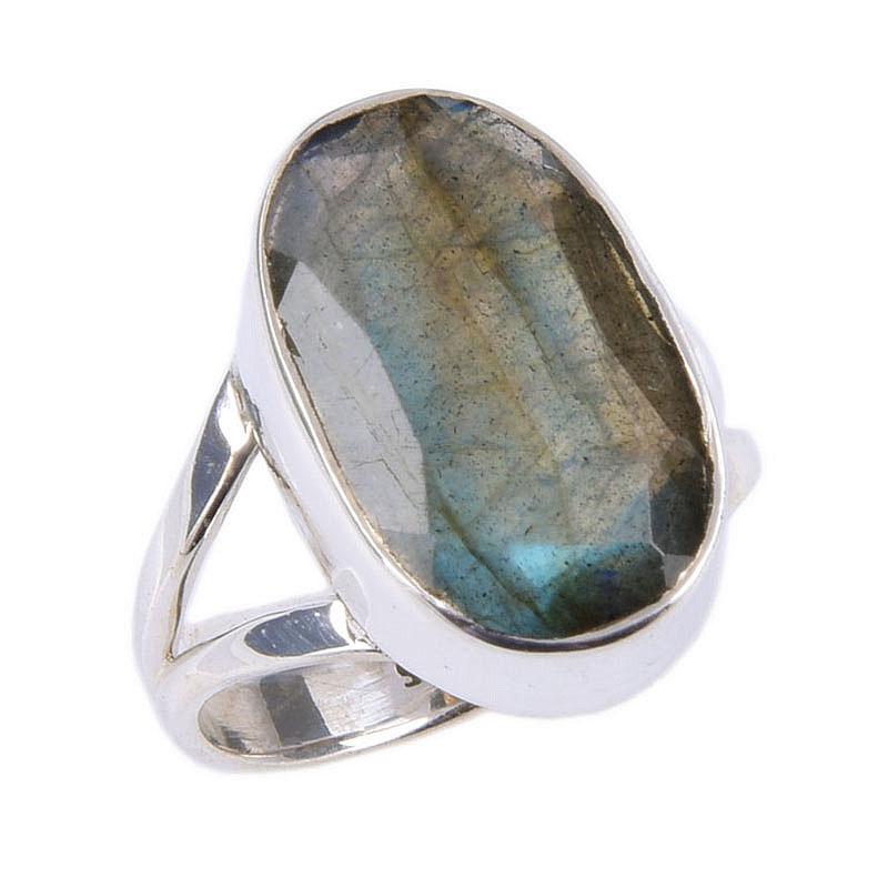 Natural Labradorite Gemstone Handmade 925 Solid Sterling Silver Ring Size 6 e2s56