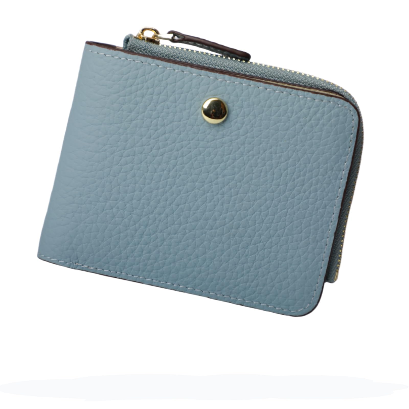 

MR FONE Women s Mini Wallet, Genuine Leather, Bifold Wallet, Compact Wallet with Coin Purse, RFID Anti-Skimming, Thin, Popular (Celeste Blue)