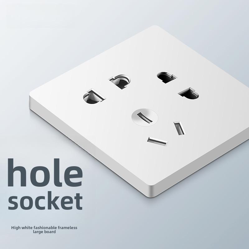 Panou priză comutator simplu/dublu ascuns tip 86 cu comutator electric intermediar și priză cu cinci găuri