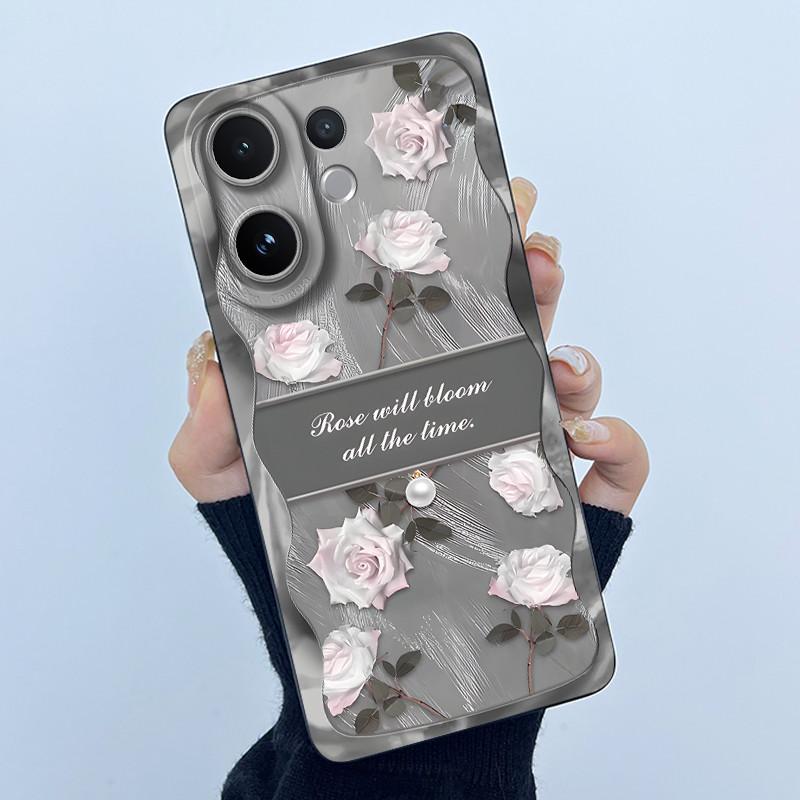 For Vivo V60 Phone Case V2511 Cover Fashion Simplicity Flowers Soft Liquid Silicone Shell For Vivo V 60 VivoV60 5G 2025 Fundas
