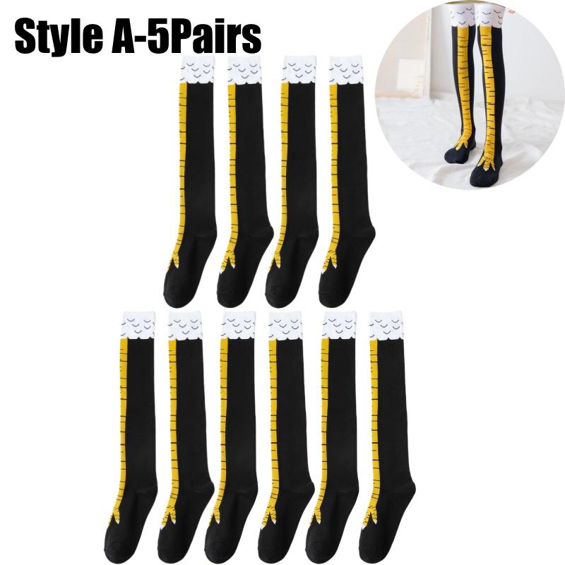 Women Funny Chicken Feet Socks Over Knee Socks Ostrich Print Slimming Socks Autumn Winter Long Tube Stockings for Ladies
