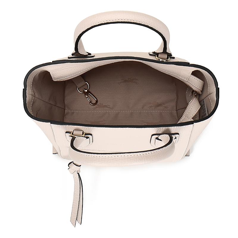 Longchamp Buzón 22 Color Sólido Piel con Textura Cierre de Cremallera Bolso de Hombro Bolsos de Mano para Mujer Rosa Blanco 10103HTA337