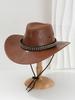 Men's and Women's PU Leather Denim Hat Bohemian Fashion Metal Rhombus Nail Belt Denim Hat Vacation Gift