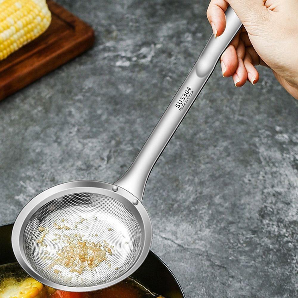 304 Stainless Steel Fat Skimmer Spoon Grease Foam Removing Filtering Spoon  Kitchen Gadgets Tool
