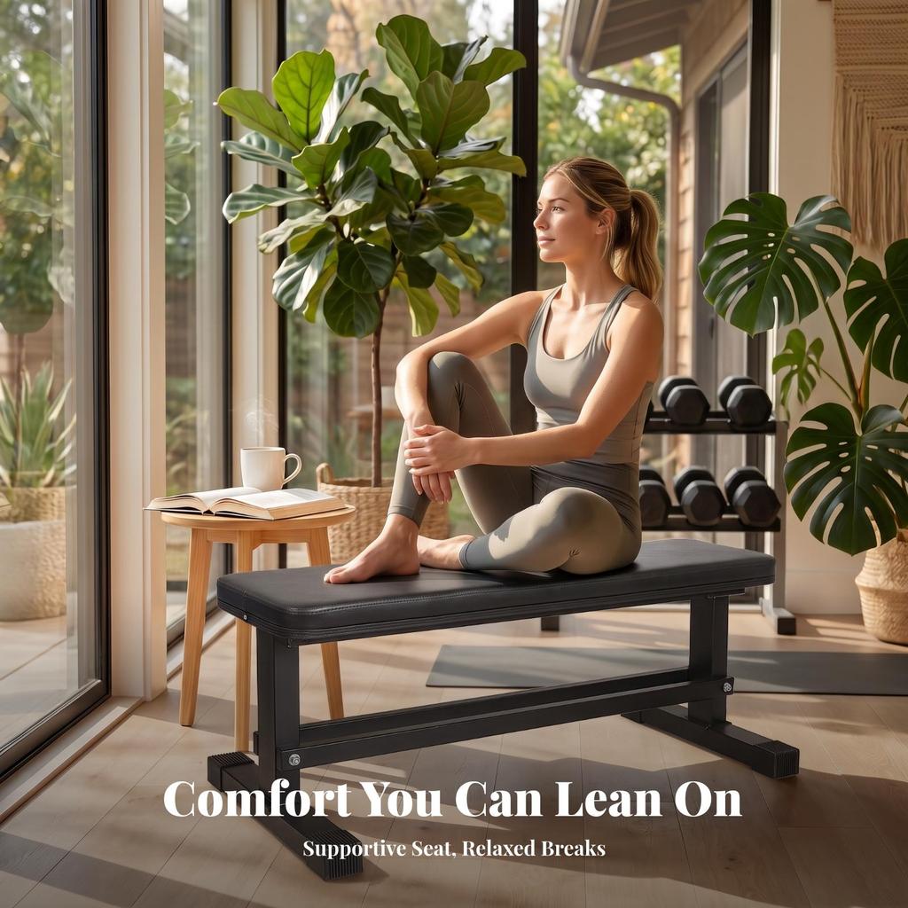 Flat Dumbbell Bench Compact Exercise Equipment Long-Lasting for Fitness Fans