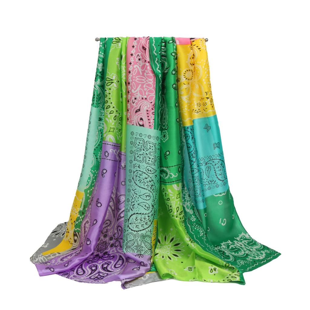 Hot-selling splicing cashew nut simulation silk scarf classic ethnic style popular national style silk scarf shawl beachwear