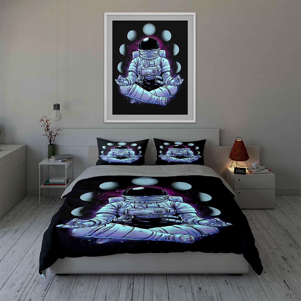 Meditative astronaut artwork Bedding Duvet cover sets Duvet covers Pillowcases gifts (1 * Duvet Cover 2 * Pillowcases, without duvet insert)