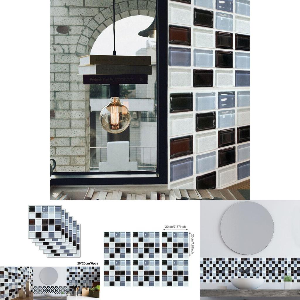 Elegant 3d Mosaic Self-adhesive Oil-proof Wall Sticker Set For Home Kitchen Decor