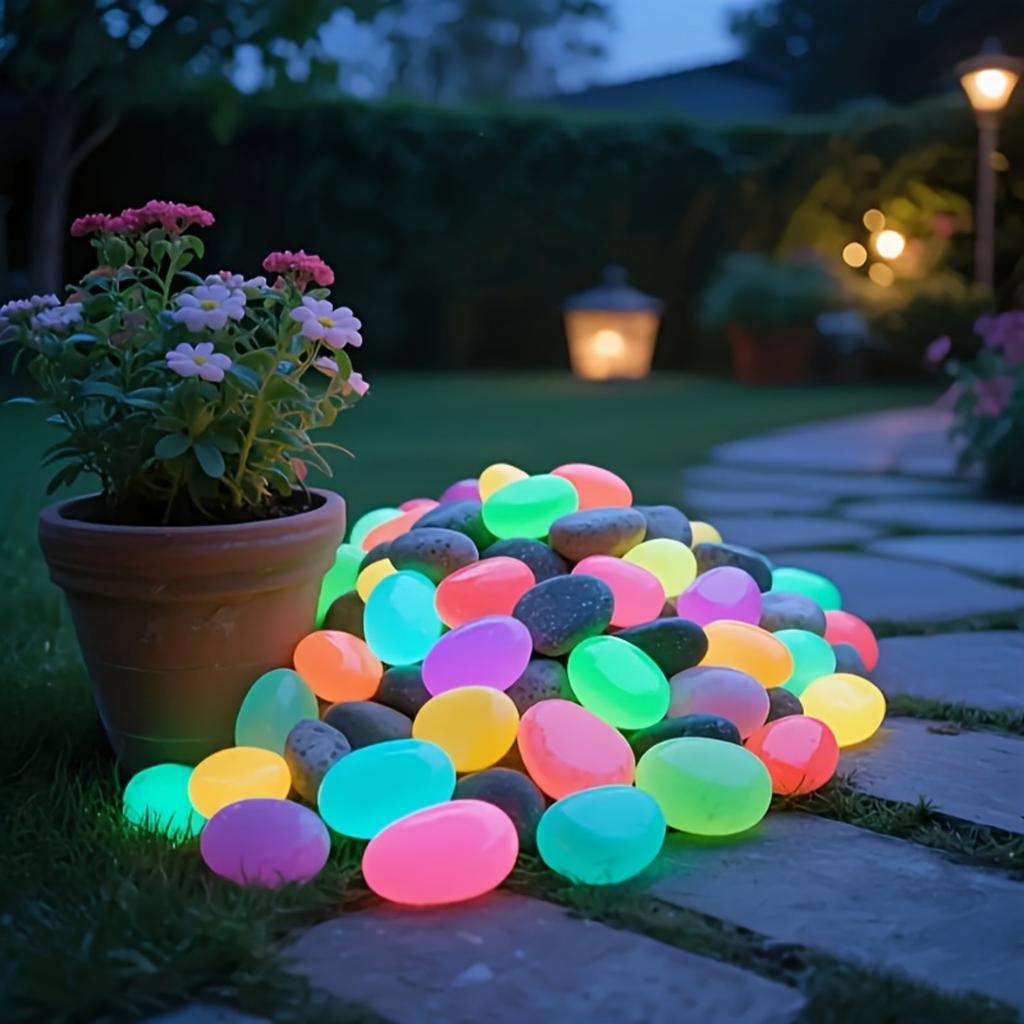 Extra Large Glow-in-the-Dark Pebbles - Resin Starry Sky Decor for Aquariums, Weddings, Gardens|Outdoor Romantic Night Lights