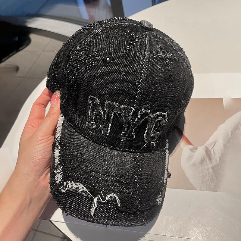 Denim Baseball Cap For Women With Letter Print And Sun Protection For Summer Casual Style