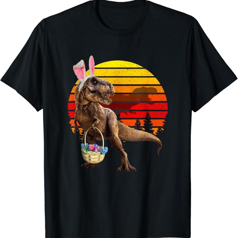 Jurassic Easter T Rex Retro Vintage World Funny Dinosaur Shirt S