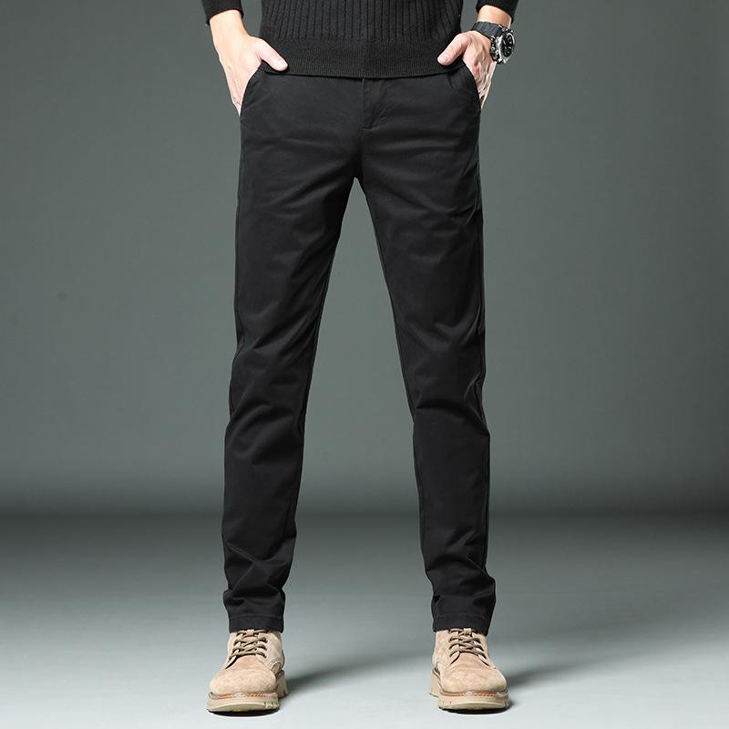 2024 Spring And Autumn New Product Plush/Regular High End Casual Pants For Men, Slim Fit Straight Leg Business Pants, Trendy Pants