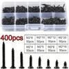 400/800PCS/1 Set M2 Black Self Tapping Screw Assortment Kit Locking Screws And Wood Screws