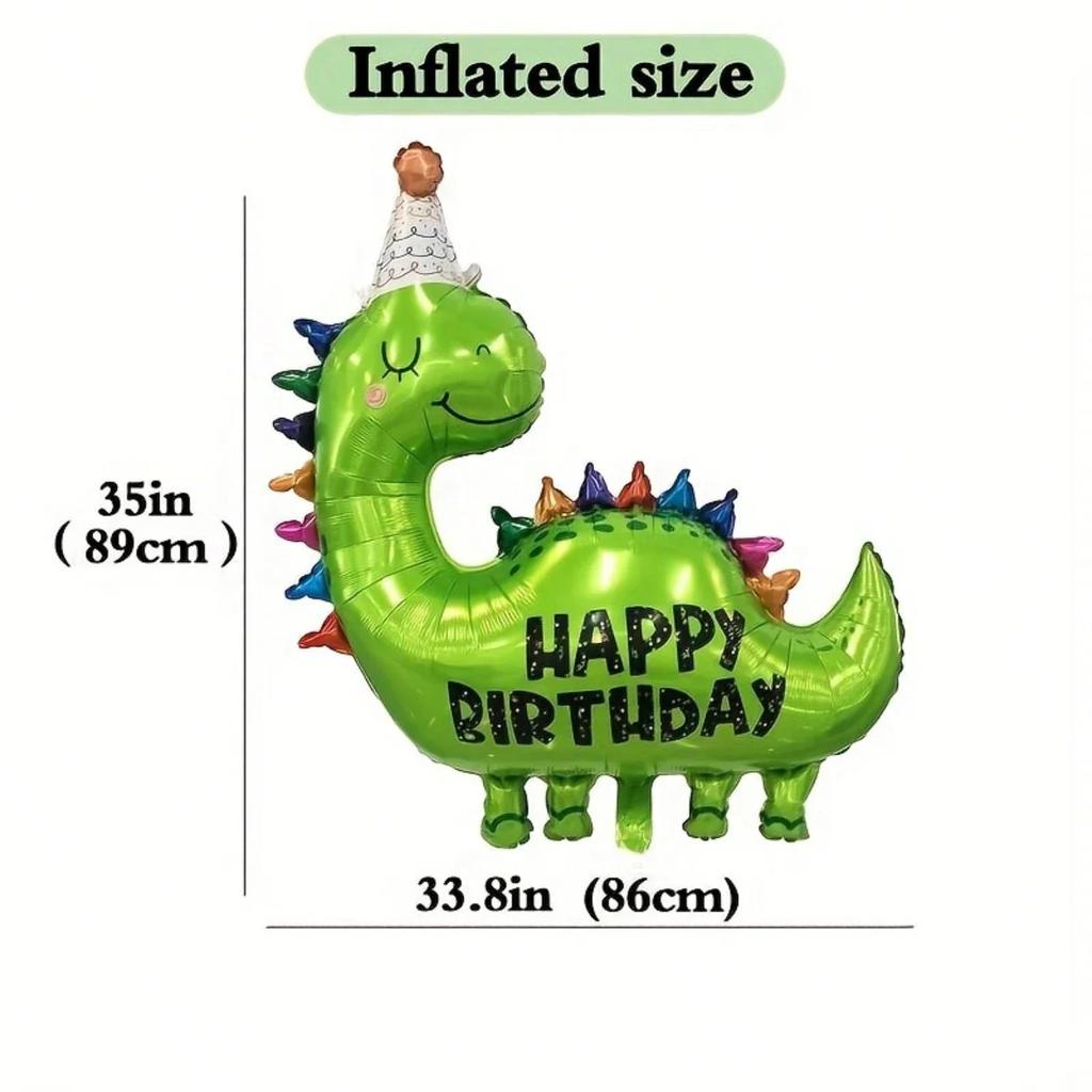 1pc-DIY Balloons Decor Birthday Aluminum Film Balloon Fashion Green Dinosaur Style For Children's Boy Parties Accessories