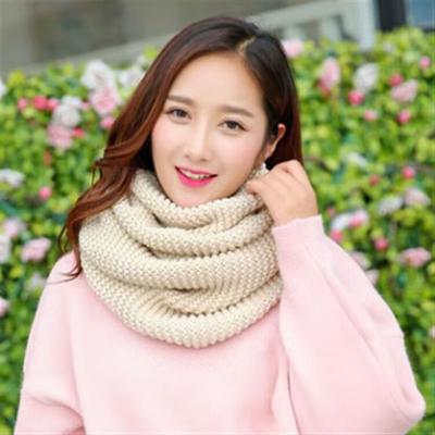Wool Knitted Neck Warmer, Thick And Warm, Solid Color Women's Scarf