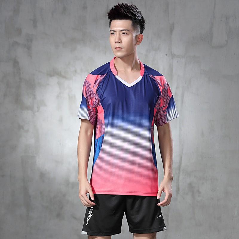 Quick Dry Short Sleeve Sport Shirt Set Men Women Badminton Table Tennis Volleyball