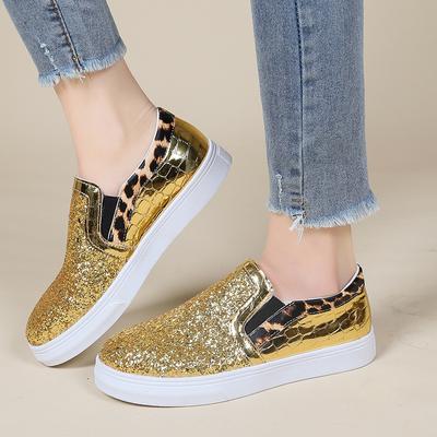 Fashion Spring Autumn Women's Casual Flats Female Zip Sport Shoes Woman Sneakers Platform Vulcanized Women Bling Crystal Loafers 36-43