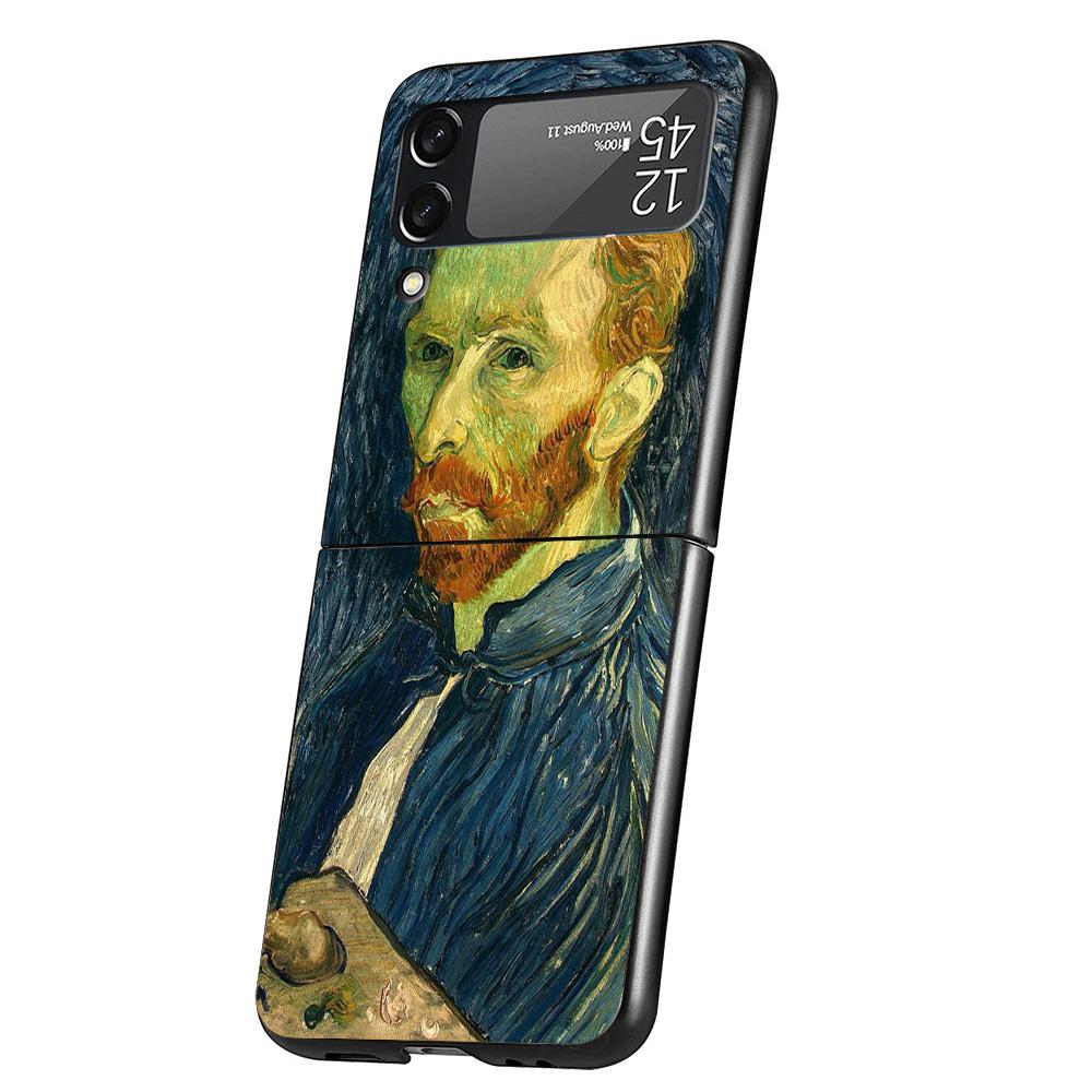 Van Gogh Oil Art Painting Cover Phone Case For Samsung Galaxy Z Flip 7 6 5 4 3 5G Flip7 Flip6 Flip5 Flip4 Flip3 Black Fundas She