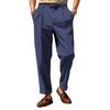 Men's Button Tapered Suit Pants Classic-Fit Pleated Dress Pant Lightweight Straight-Legs Men Trousers