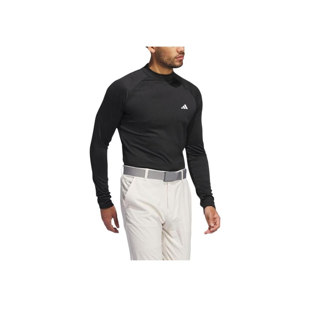 adidas Frío.Listo Jersey de Cuello Alto Sencillo Cómodo Manga Larga Camiseta Tops para Hombre Negro IW1388