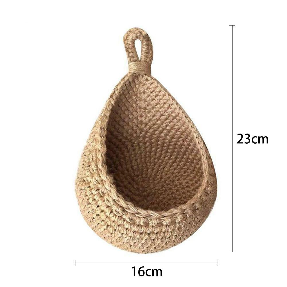 High Quality Home Woven Basket Hanging Storage Hanging Wall Jute Vegetable Wall Mount 1pcs Hanging Basket 6 Size