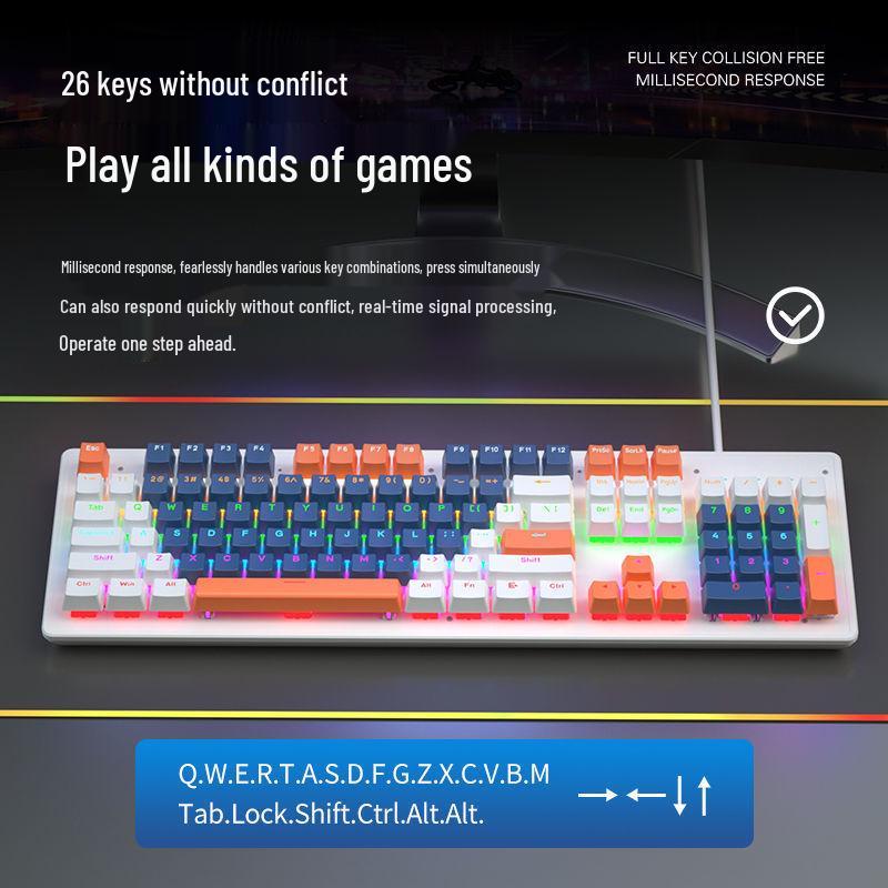 87/104 Key Mechanical Keyboard with Blue, Black, Red, Brown Switches for Gaming and Typing - Wired Universal for Desktop/Laptop