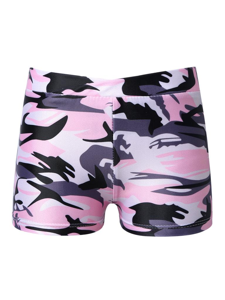 Çocuk Kız V-ön Kemer Şort Altları Spor Jimnastik Egzersiz Yaz Giyim Boy-cut çocuk Şort