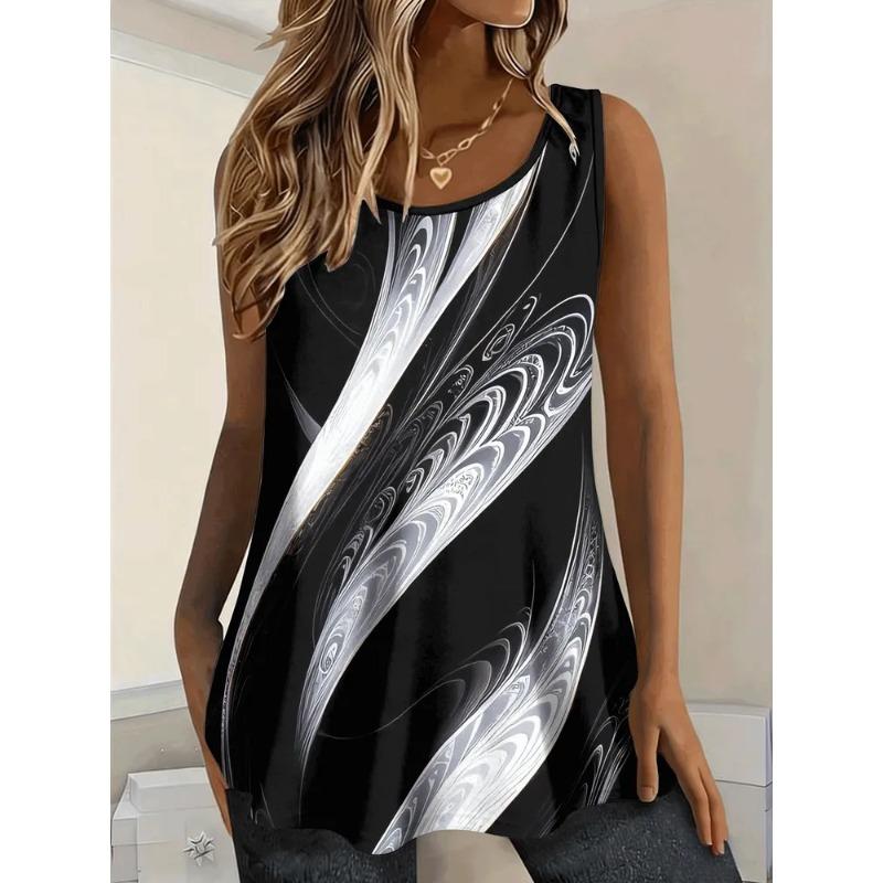T-shirt da Donna Estiva Senza Maniche Stampa 3D Moda Versatile Traspirante Tendenza Casual