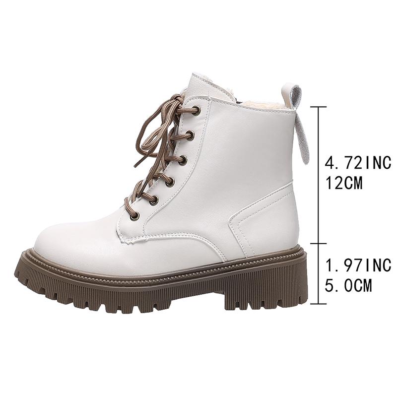Fashion 2025 Lace Up Platform Ankle Boots for Women Autumn Winter Warm Plush Short Booties Mujer Plus Size Thick Sole Motorcycle Boots