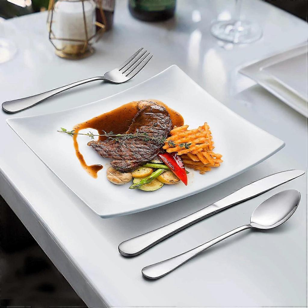 Flatware Cutlery Set, 5 Pieces Stainless Steel Utensils, Silver 8.8in