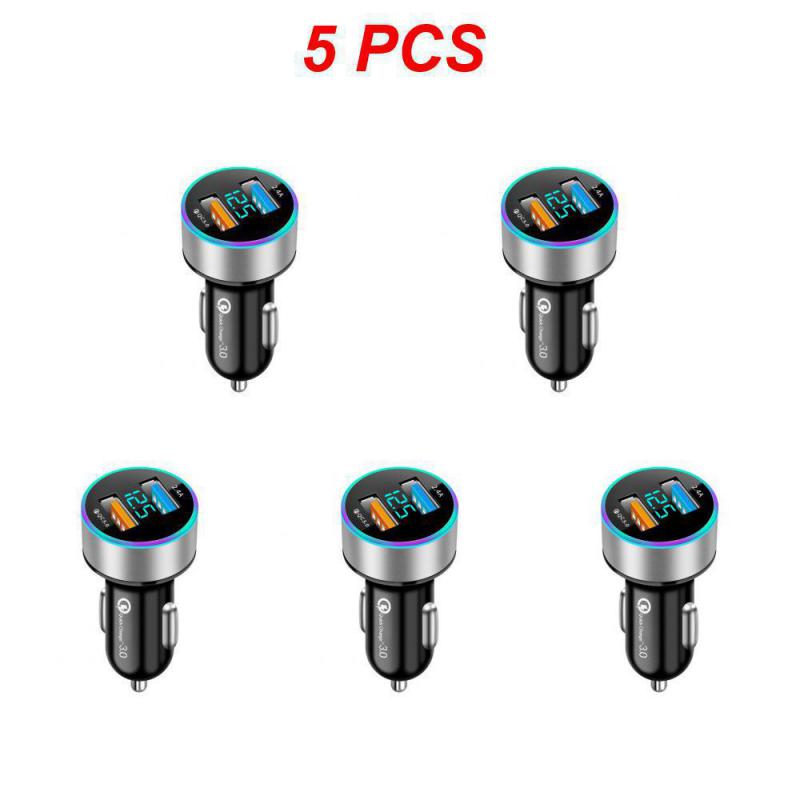 1~5PCS Car Charger Dual Usb Digital Display Universal Multifunctional Portable Car Accessories Car Charger Adapter