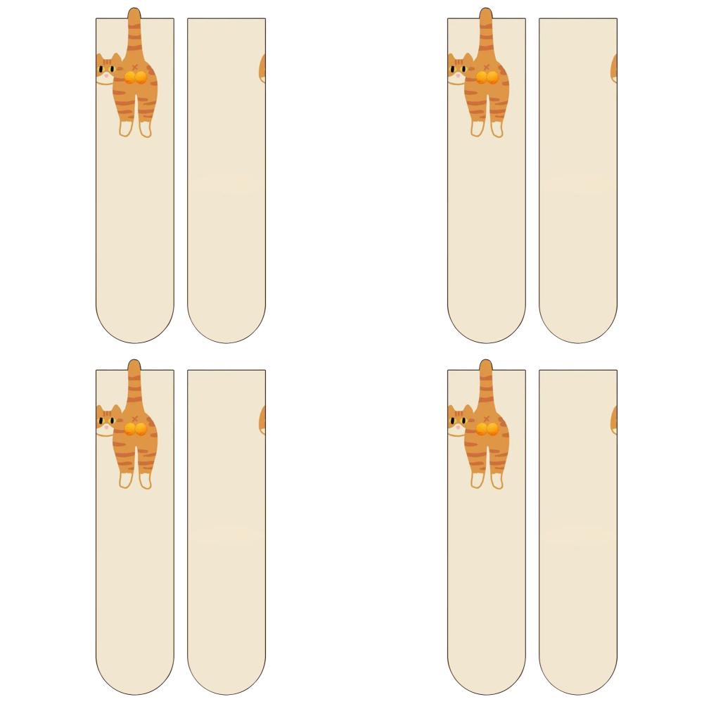 1-6Pair Cartoon Cute Cat Balls Cotton Socks Kawaii Lolita Knitting Socks Women Girls Middle Tube Sleep Sock Cat Print Floor Sock