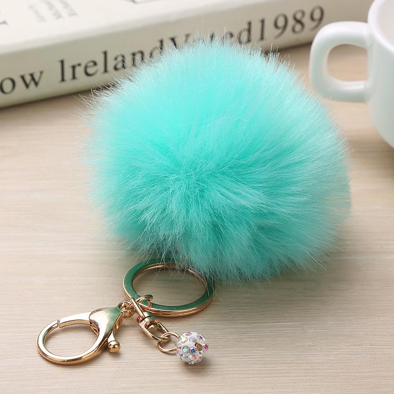 Cute Fluffy Fur Pompom Keychain Soft Faux Rabbit Fur Ball KeyChain Car KeyRing Women Charm Bag Pearl Pompom Pendant Jewelry