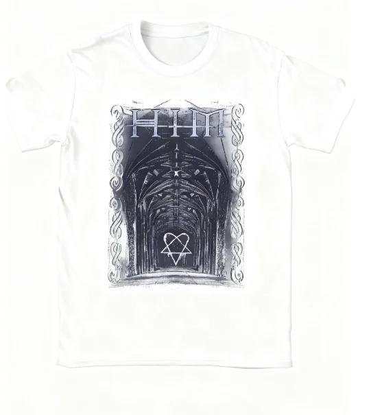 

2025 Новий Канал The Heartagram Vibe Ville Valo HIM Готична Y2K Футболка - Еластична Grunge 100% Футболка з Логотипом Гурту S