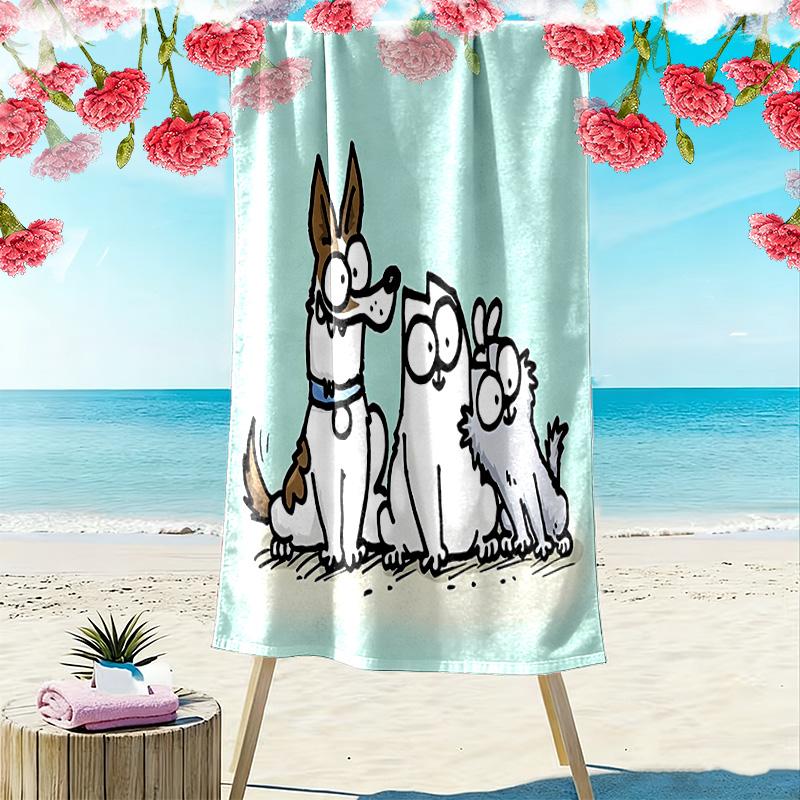 Simon's Cat Print Strandlaken, Groot Zacht Sneldrogend Handdoek voor Strand Camping Zwemmen