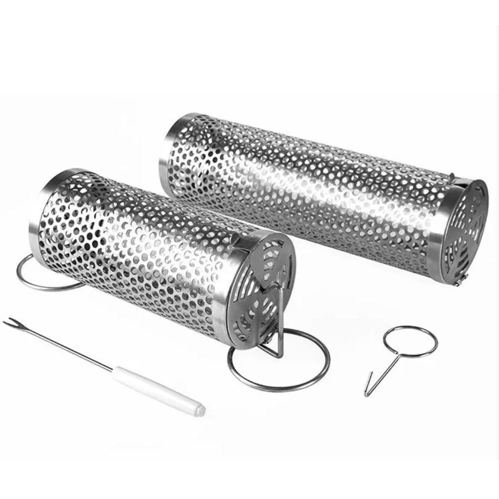 Stainless Steel Barbecue Cage Cylinder Barbecue Grill Tube Net Portable BBQ Basket  Party