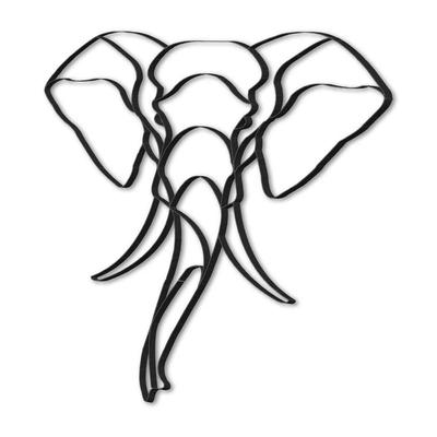 [A1072] - XXL Metal Decoration 'Elephant' Black - 74x68 Cm
