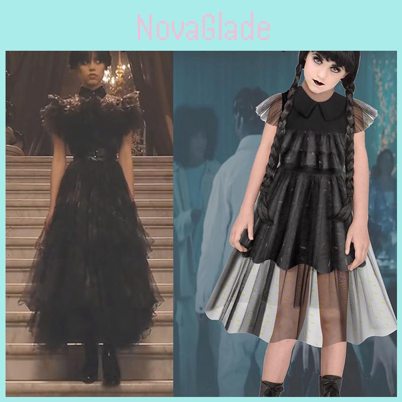 Wednesday Addams The Addams Family Cosplay Black Dress Dance Uniform Party