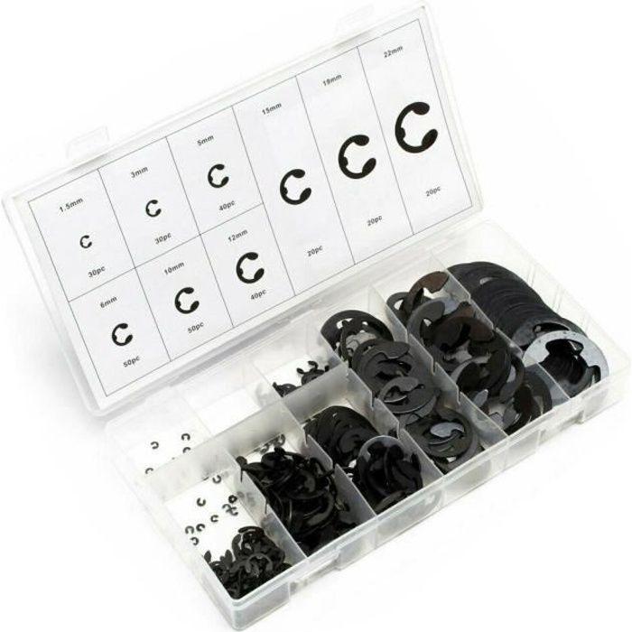 Assortiment de 300 Circlips type E-clip - 1,5 à 22 mm