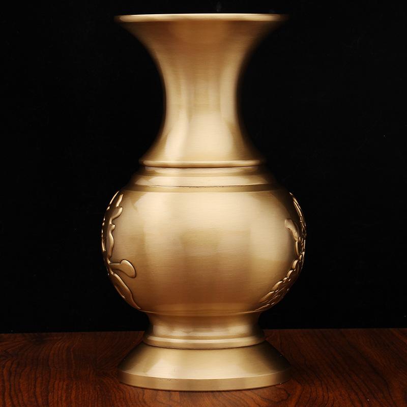 Brass Vase Living Room Home Decoration Creative Metal Craft Wedding Bottle Pure Copper Ornament