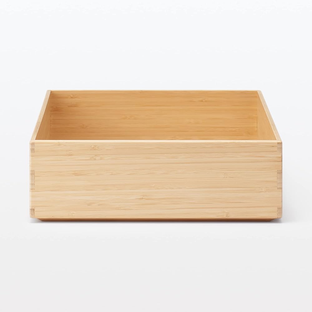 MUJI Stackable Bamboo Rectangular Storage Box, Small, 37cm (W) x 26cm (D) x 85cm (H), Item No.