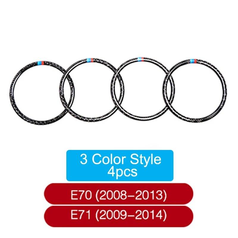 4PCS/6PCS Fibra de Carbono Porta Do Carro Alto-falante Alto-falante Decorativo Círculo Guarnição Capa Adesivos Acessórios Automotivos Para BMW X5 E70 X6 E71