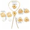 Gold Flower Drop Earrings Elegant Hollow Woven Design Comfortable for Office Commute Wedding Party Daily