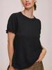 2026 Spring Women's Bubble Sleeve T-Shirt: Short-Sleeve, Solid Color, Round Neck, Skin-Friendly Design.